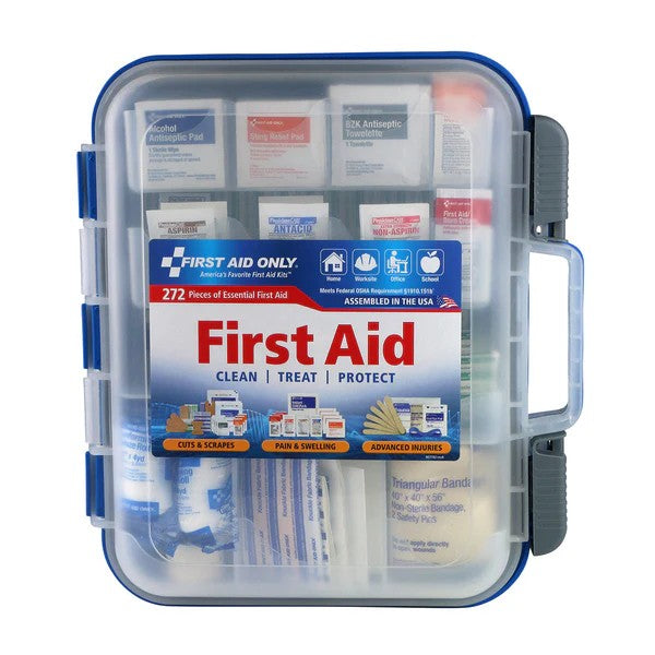 First Aid Only 91300: 50 Person Bulk Clear Front First Aid Kit, 272 Pieces, Large Plastic Case