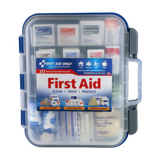 First Aid Only 91300: 50 Person Bulk Clear Front First Aid Kit, 272 Pieces, Large Plastic Case