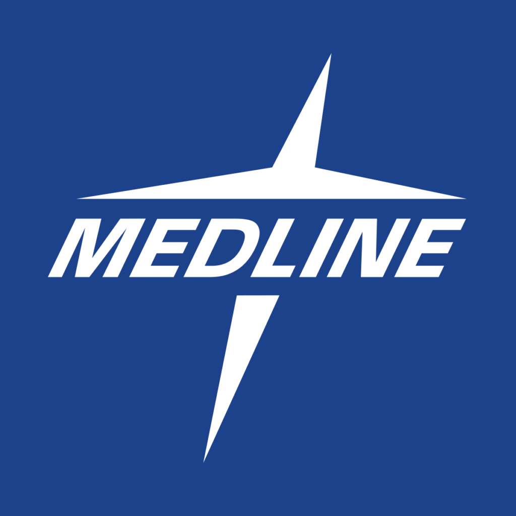Medline logo with white text and star on blue background.