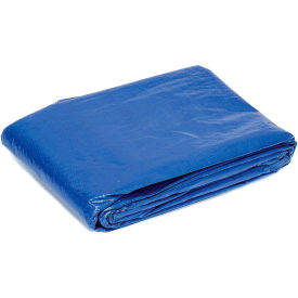 Folded blue tarp on white background.