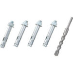 Four anchor bolts and a drill bit.