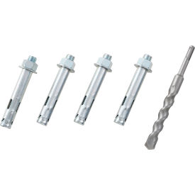 Four anchor bolts and a drill bit.