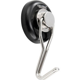 Metal wall hook with black base.