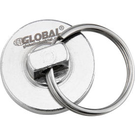 Metal key ring with circular base.
