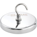 Magnetic hook with metallic base.