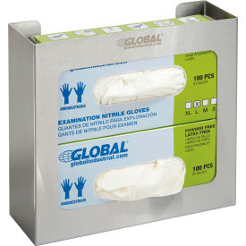 Box of examination nitrile gloves, wall-mounted.