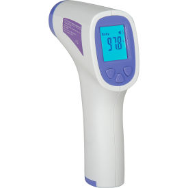 Digital infrared thermometer with display screen.