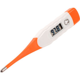 Digital thermometer with orange and white design.