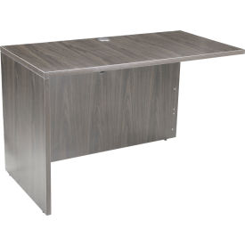 A gray wooden folding table with a simple design.