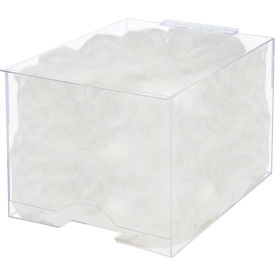 Clear plastic box with white disposable gloves.