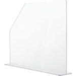 Clear acrylic countertop protective sneeze guard.