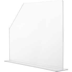 Clear acrylic countertop protective sneeze guard.