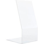 Clear acrylic display stand on white background.