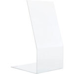 Clear acrylic display stand on white background.