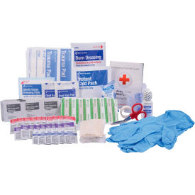First aid kit supplies with gloves.