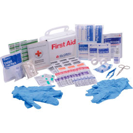First aid kit with medical supplies.