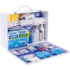 First aid kit with various medical supplies.