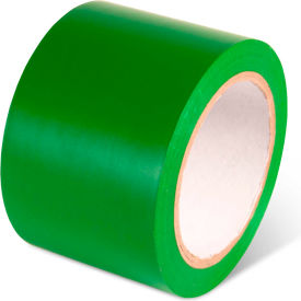 Green adhesive tape roll on white background.