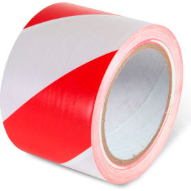 Red and white striped adhesive tape roll.