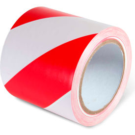 Red and white striped adhesive tape roll.