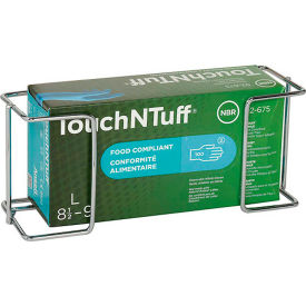 Box of nitrile gloves in metal holder.