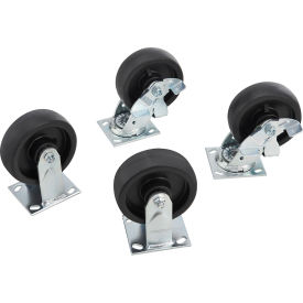 Global Industrial™ 6"" Caster Set w/ Brakes for Jobsite Boxes HD Polypropylene