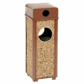 Global Industrial™ Stone Panel Trash Weather Urn Brown 2-1/2 Gallon 10-1/4"" Square x 28""H