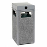 Global Industrial™ Stone Panel Trash Weather Urn Gray 12 Gallon 13-1/2"" Square x 35""H
