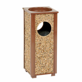 Global Industrial™ Stone Panel Trash Sand Urn Brown 2-1/2 Gallon 10-1/4"" Square x 24""H