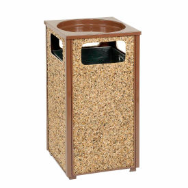 Global Industrial™ Stone Panel Trash Sand Urn Brown 24 Gallon 17-1/2"" Square x 32""H