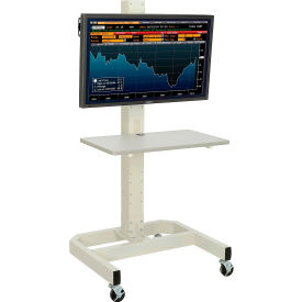 Global Industrial™ LCD/Plasma Mobile Workstation with Power Outlet Beige