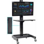 Global Industrial™ LCD/Plasma Mobile Workstation with Power Outlet Black