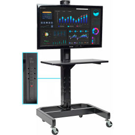 Global Industrial™ LCD/Plasma Mobile Workstation with Power Outlet Black