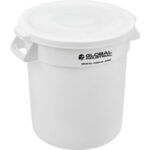 Global Industrial™ Plastic Trash Can with Lid - 10 Gallon White