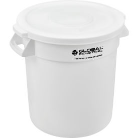 Global Industrial™ Plastic Trash Can with Lid - 10 Gallon White