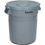 Global Industrial™ Plastic Trash Can with Lid - 20 Gallon Gray