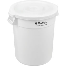 Global Industrial™ Plastic Trash Can with Lid - 20 Gallon White