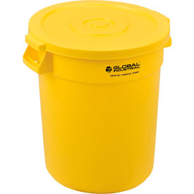 Global Industrial™ Plastic Trash Can with Lid - 20 Gallon Yellow