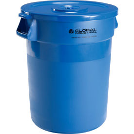 Global Industrial™ Plastic Trash Can with Lid - 32 Gallon Blue