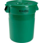 Global Industrial™ Plastic Trash Can with Lid - 32 Gallon Green