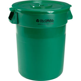 Global Industrial™ Plastic Trash Can with Lid - 32 Gallon Green