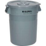 Global Industrial™ Plastic Trash Can with Lid - 32 Gallon Gray