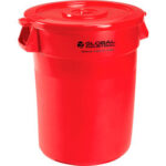 Global Industrial™ Plastic Trash Can with Lid - 32 Gallon Red