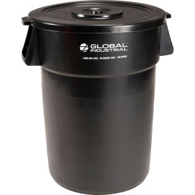 Global Industrial™ Plastic Trash Can with Lid - 44 Gallon Black