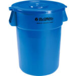 Global Industrial™ Plastic Trash Can with Lid - 44 Gallon Blue
