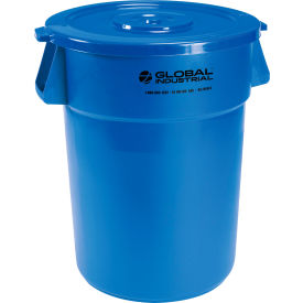 Global Industrial™ Plastic Trash Can with Lid - 44 Gallon Blue