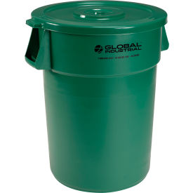Global Industrial™ Plastic Trash Can with Lid - 44 Gallon Green