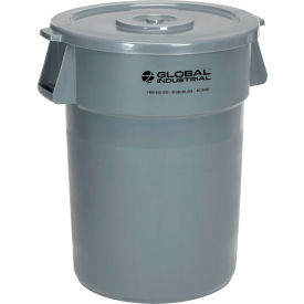 Global Industrial™ Plastic Trash Can with Lid - 44 Gallon Gray