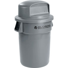 Global Industrial Plastic Trash Can with Dome Lid - 44 Gallon Gray