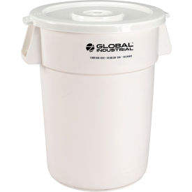 Global Industrial™ Plastic Trash Can with Lid - 44 Gallon White